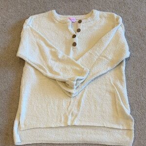 Pink Lily Cozy Cream Button-Up Sweater size small
